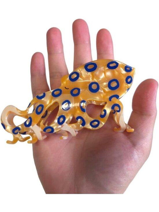 Blue-Ringed Octopus Hair Clip - Stylish Acetate Claw for Big Hair, Trendy main image 7